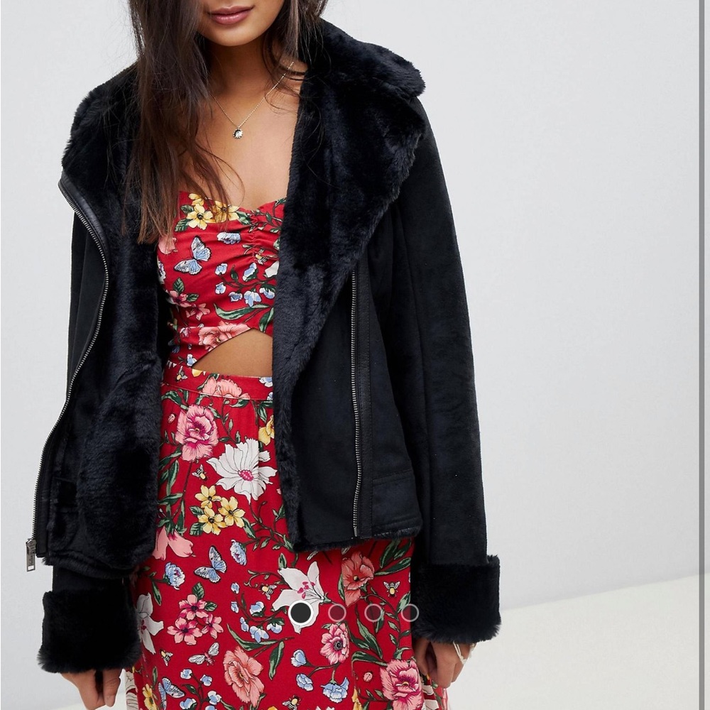 Hollister faux shearling biker jacket